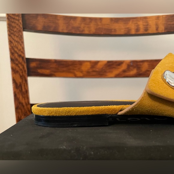Phillip Lim Mustard Yellow Suede Flat Slide Sandals - Picture 9 of 10